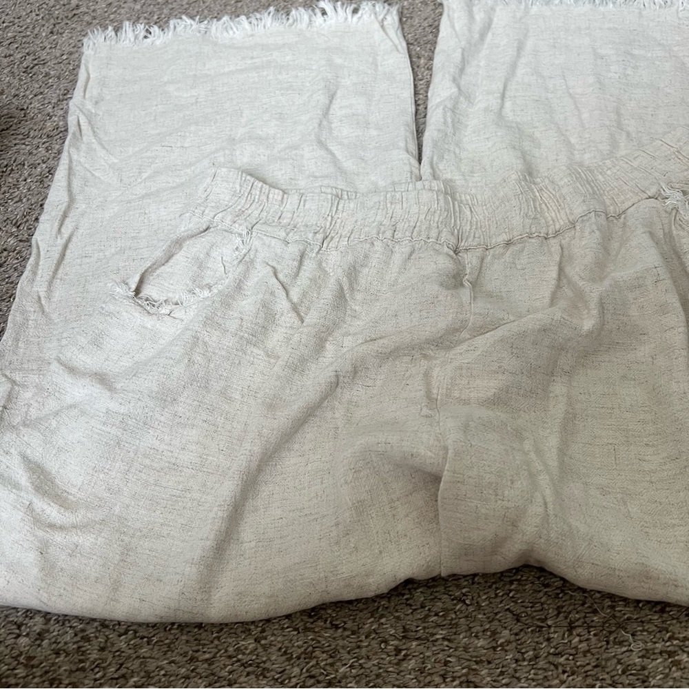 Umgee Wide Leg Pants in Light Natural